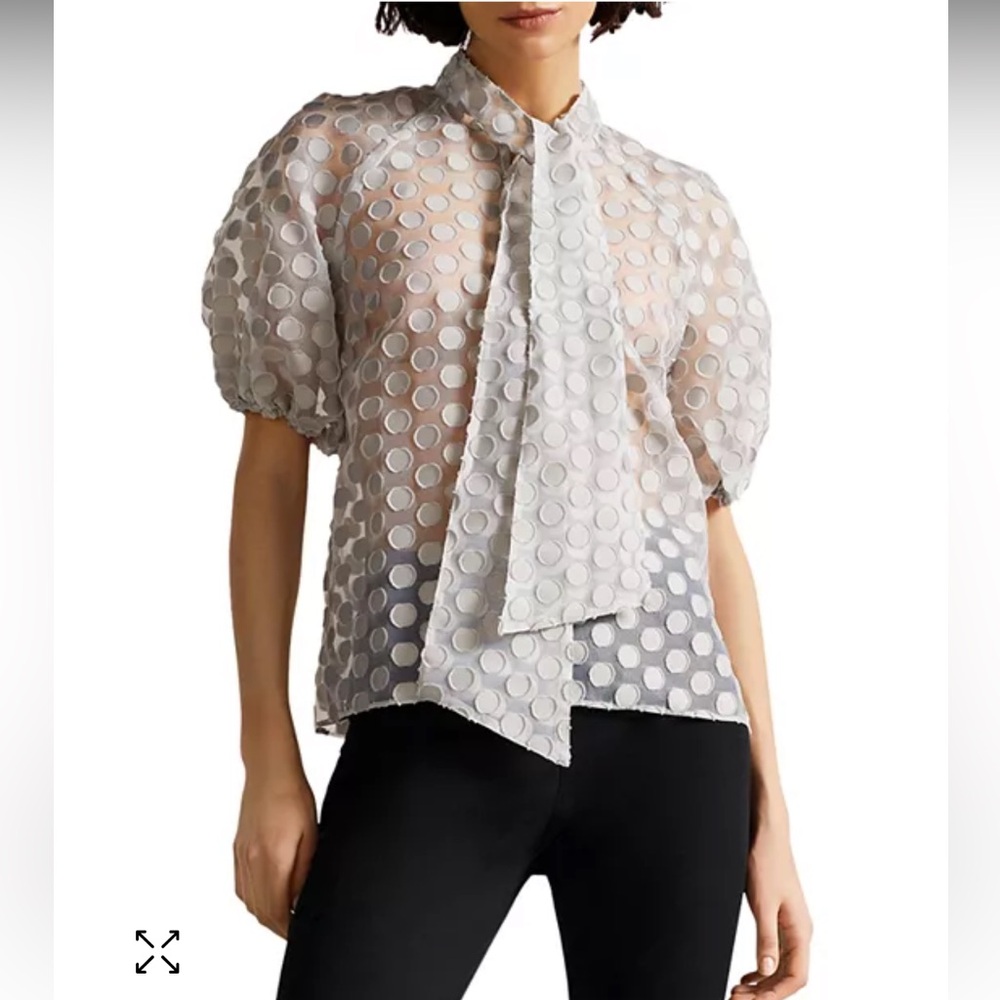 Ted Baker Caieta Organza Spot Tie Neck Blouse